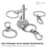 Fabach carabiner key ring with rotating key ring. Small removable