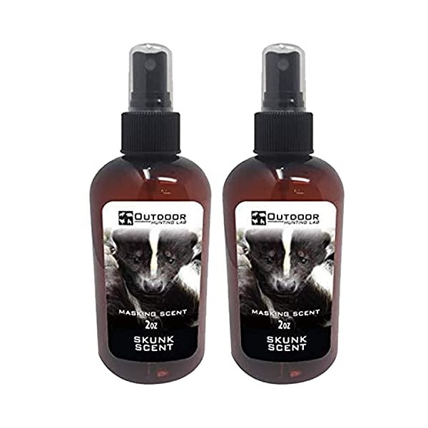 Outdoor Hunting Lab Skunk Urine Cover Scent for Deer Hunting, Skunk Spray Scent for Hunting, Deer Scent Blocker for Stands, Deer Hunting Gear, Deer Hunting Accessories, 2oz, 2 Bottles