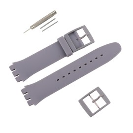 MMBAY Rubber 17MM 19MM Watch Strap Compatible Swatch Watch Band Replacement Waterproof Silicone Watch Wristband for Ladies (19mm, Grey)