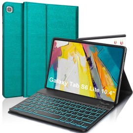 FOGARI S6 Lite Case with Keyboard 10.4” 2022/2020 Model (SM-P610/P613/P615/P619), 7 Color Backlit & Detachable Wireless Bluetooth Keyboard, Smart Folio Cover Support S Pen Charging, Green