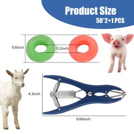 KUBDPQOR Castration Pliers Tail Cutter Castration Band, 1 Animal Castration Pliers with and 100 Rubber Ring Rings, Pig Castration Pliers Clamp Agricultural Equipment