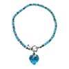 Turquoise Blue Heart Charm 9" Stretch Anklet