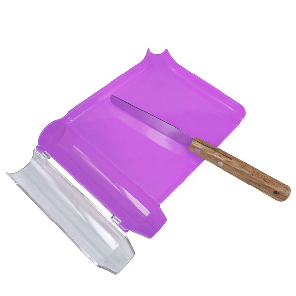 Right Hand Pill Counting Tray with Spatula (Purple - Wood Handle)