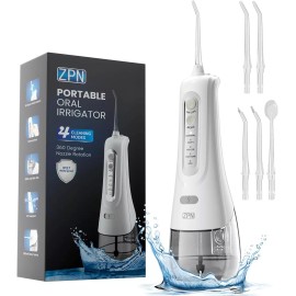 ZPN Cordless Water Flosser Dental Oral Irrigator Travel Teeth Cleaner Floss Pick NEW - White