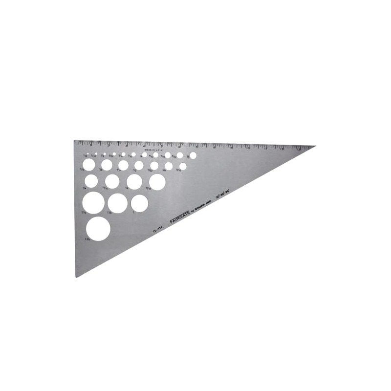 Fairgate 14" 30/60/90 Aluminum Triangle Rule with 26 Circles 70-114