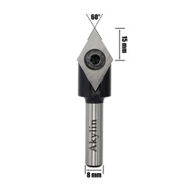 AKYLIN Reversible Plates V Groove Cutter 60 Degrees, V Groove Cutter 8 mm Shank, 4-Sided Interchangeable Carbide Blade, V Cutter Wood Woodworking Tool CNC Cutter V-Groove Cutter for Wood Engraving