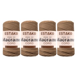 Estako 2 mm PP Polyester Macrame Cord (4 Skeins Pack) 100% Polypropylene Perfect Supplies for DIY Crafts Wall Hanging, Plant Hangers, Knitting (4 x 7 Oz) / (4 x 246 Yrds) (3032 - Camel)