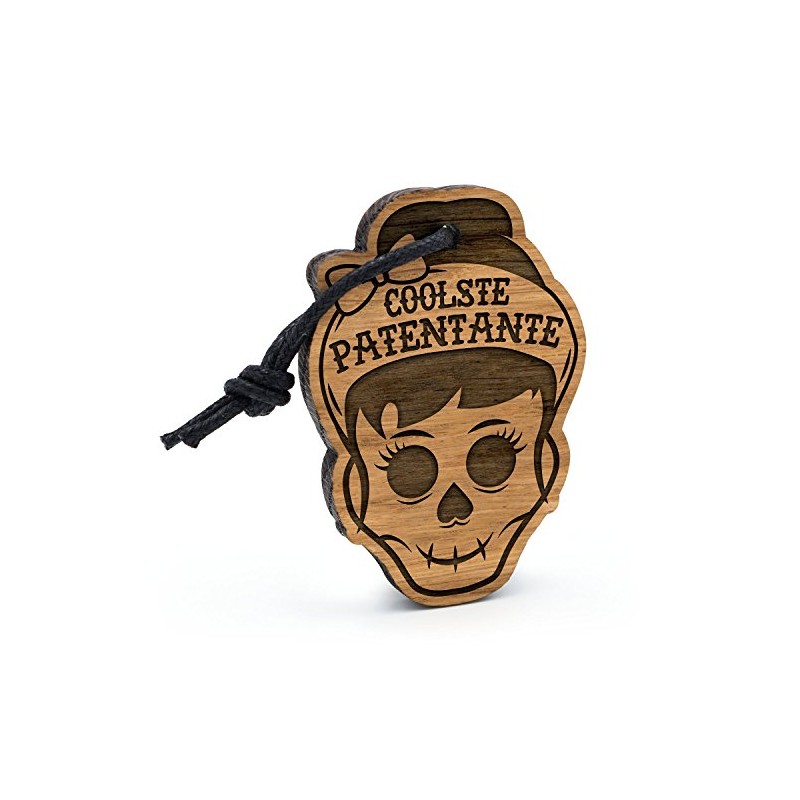 Fashionalarm Keyring Skull Coolest Godmother Made of Wood with Engraving