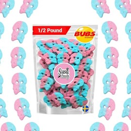 BUBS Sour Dizzy Skulls – Bubblegum Flavor, 1/2 Pound Soft Foam Godis – Premium Vagen Swedish Candy by Susa Candy