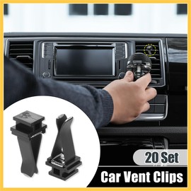 REPAIROCK 20 Set Square Head Car Air Vent Clip with Plastic Slot Head Replacement Auto Vent Clip Air Conditioner Outlet Clips Black 39.5x17.6x13.9mm Auto Replacement Parts