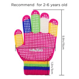 LUTER 6 Pairs Kids Anti-Skid Magic Gloves, Multicolor Winter Warm Full Finger Mittens Stretchy Knitted Gloves for Kids Boys and Girls