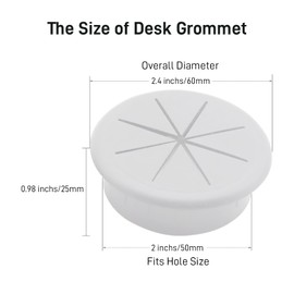 AACGIN Desk Grommet 2 Inch(50mm) 2PCS Flexible Desk Hole Cover for Cables Desktop Equipment Wiring Management Desk Cord Hole Cover for Home & Office Table Cables - White