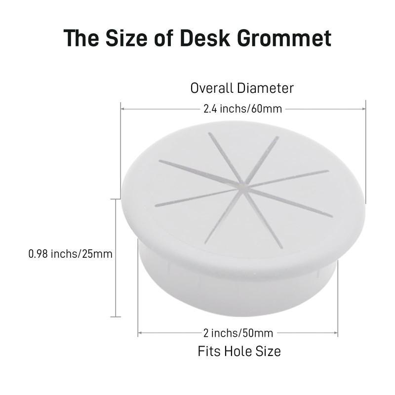 AACGIN Desk Grommet 2 Inch(50mm) 2PCS Flexible Desk Hole Cover