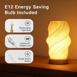 Dawnwake Table Lamp Bedside Lamps for Bedroom, Small Night Stands Desk Lamp, Mood Warm Cozy Lighting, Vintage Boho Cool Mid Century Modern Lamp, Aesthetic Accents Home Room Decor (Warm-A, Medium)