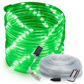 West Ivory 50ft Green 8-Mode LED Rope Light, Outdoor Waterproof Accent Lighting, Remote Control Included, ETL Certified w/Clear Flexible PVC Tube, Backyard, Holiday Christmas Lights, Ambient Décor