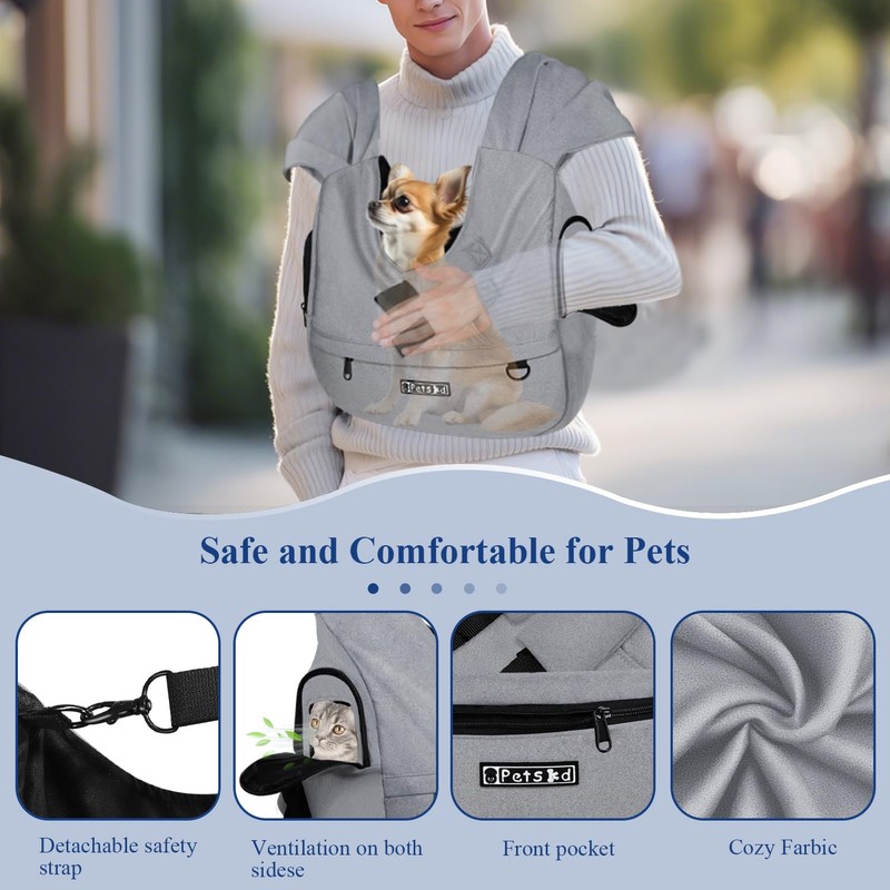 Petskd Dog Carrier Sling for Small Pet 7-15 LBS, Hands