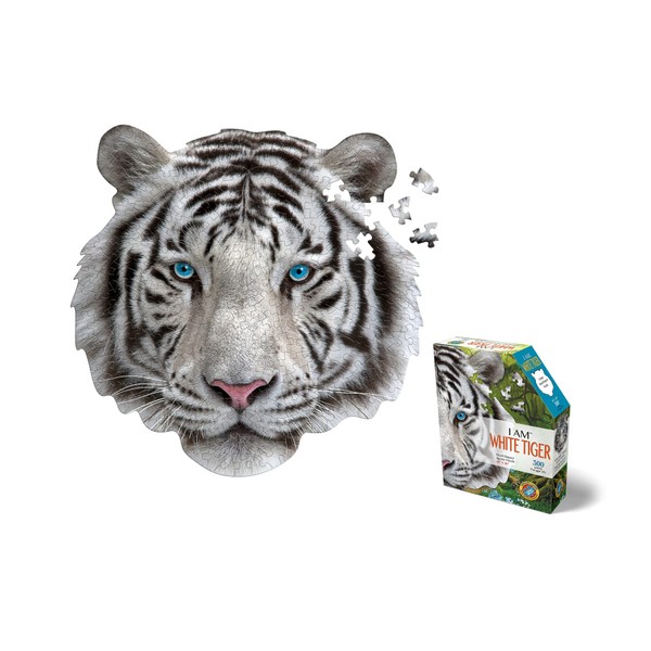Madd Capp Puzzles - I AM White Tiger - 300 Pieces - Animal Shaped Jigsaw Puzzle