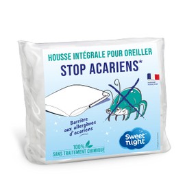SWEET NIGHT - Mite Stop 40 x 60 cm | Mite and Anti-Puncture Protection | Full Body Cover for Pillow with Zip | No Chemical Treatment
