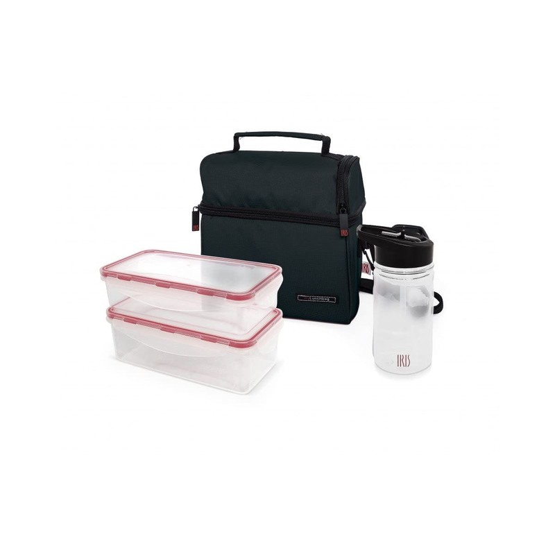 IRIS Airtight Optimal Lunch Bag with 2 Containers and Bottle,