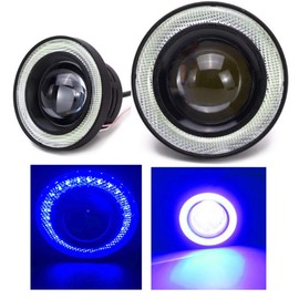 Kstyle Blue 3.0 LED Fog Light Universal with Squid Ring 30w High Performance COB Waterproof Left and Right 2pcs Set (3.0"-76mm)