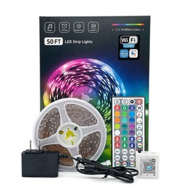 KEXU 100FT 50FT WiFi LED Strip Lights Smart RGB Color Changing LED Light Strip Work with Alexa & Google Assistant for Bedroom Decors - Lighting:_50ft/15m