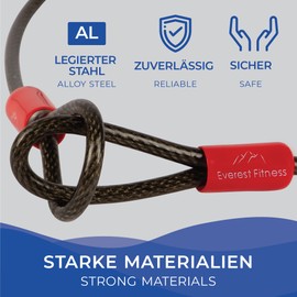 Everest Fitness Universal Loop Cable, 76 cm, 200 cm, 500 cm, 10 m or 20 m Length, Steel Cable Coated With Plastic, Steel Cable Bicycle, Robust Loop Rope, Safety Cable