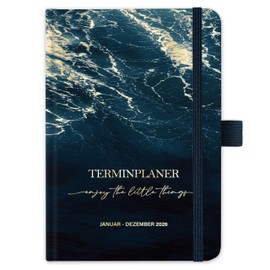 Pocket Calendar 2026 - Diary 2026 A6, Calendar 2026 A6 from January 2026 to December 2026, Weekly Planner 2026 with Hard Cover, 2 Bookmarks, Pen Loop, Dark Blue