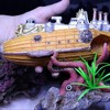 AIMALL Submarine Aquarium Ornament, Resin Fish Tank Decoration, Hollow Shipwreck