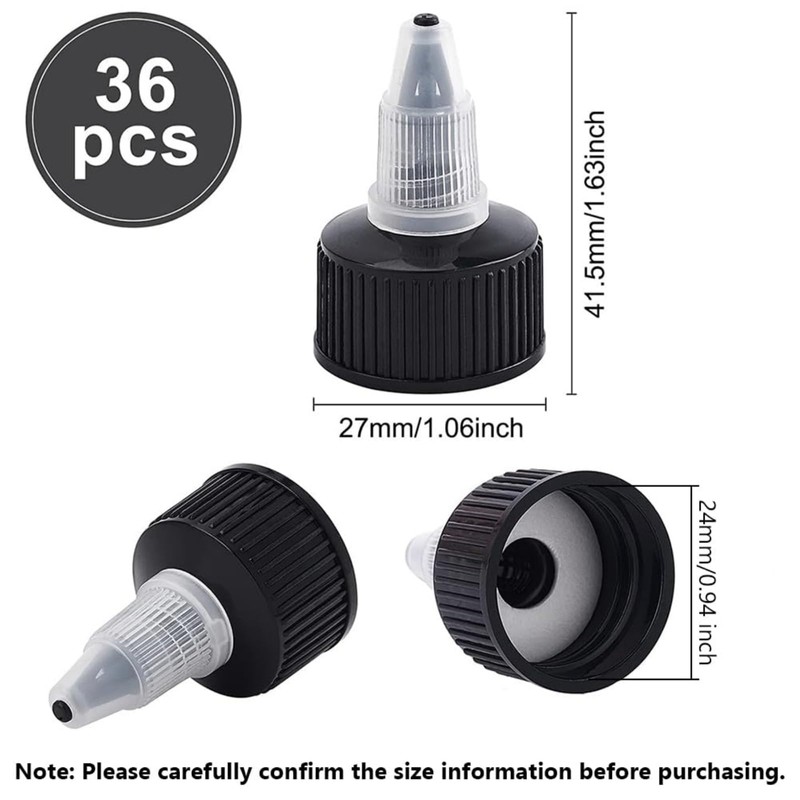 OLYCRAFT 36pcs Squeeze Bottle Cap 24/410 Natural Twist Top Caps