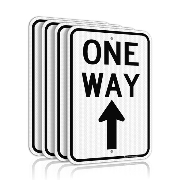 Faittoo One Way Sign with Up Arrow, (4 Pack) 18x12
