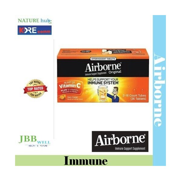 Airborne Immune Support Effervescent Tablets, 36 ct, Orange