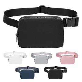 YouNuo Fanny Pack for Women Men, Mini Everywhere Cross Body Belt Bag with Adjustable Strap, Waterproof Fashion Waist Pack for Running, Hiking, Traveling, Jogging, Workout, Black