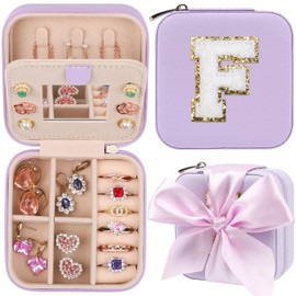 CHMI Travel Jewelry Case, Purple Travel Jewelry Box, Travel Jewelry Organizer, Travel Gifts for Women Girls, Jewelry Organizer Box, Birthday Gifts for Women, Christmas Gifts for Teens Girls - F