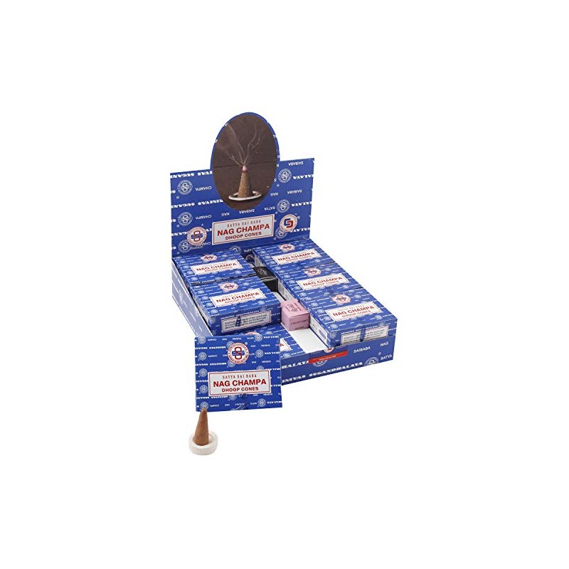 Satya 01431 Nag Champa Incense Dhoop Cones, 12 Packs x