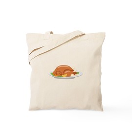 CafePress Thanksgiving Turkey Platter Tote Bag Reusable Natural Beige Canvas Shopping Bag