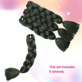 Silk-co 5Bundles 24inch Jumbo Braiding Hair Extensions Afro Box Braids Ombre Synthetic Weaving Hair -Army Green