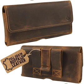 Leather Phone Holster Belt Clip Style for Men Cell Phone Holsters Leather Belt Pouch Horizontal Cell Phone Holder for Belt with Magnet Closure