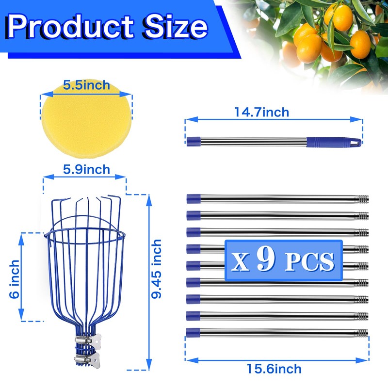 Zeepzer 13 FT Fruit Picker Pole Apple Avocado Picker Fruit