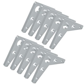 10 Pcs 90-Degree Steel Weld on Gussets,1/4" Thick 5 Hole Metal Weld on Tabs Table Welding Accessories 3" x 3" Triangle Gusset Iron, Heavy Duty Reinforcement Plate for Beam Deck Support