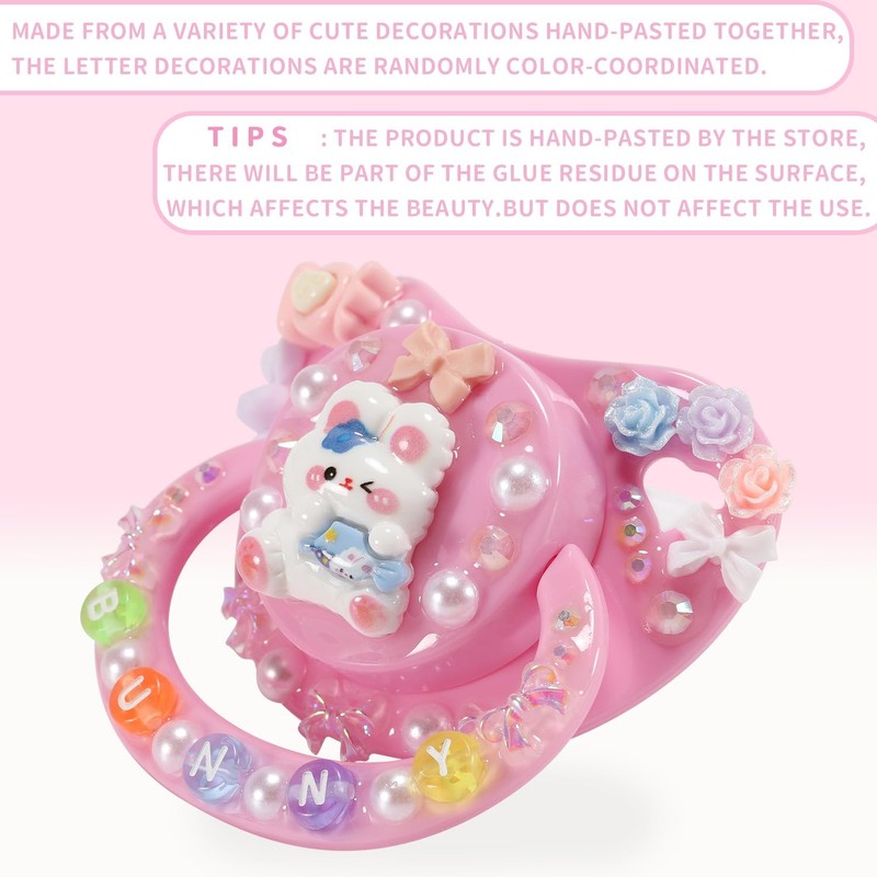 CutiePlusU Adult Sized Pacifier Dummy for Adult-Big Shield DIY Handmade-Bunny