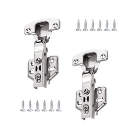 2 Pcs Soft Close Hinges Kitchen Cupboard Cabinet Door Hinges with Self Closing Mechanism Slow Shut Plate Hinge & Screws Wardrobe Doors Hinges for Bedroom Wardrobes Living Room Shoe Cabinets
