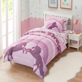 Kids Bedding Set Bed in a Bag for Boys and Girls Toddlers Printed Sheet Set and Comforter, Twin, Unicorn Forever