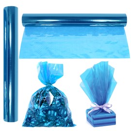 AnapoliZ Cellophane Wrap Roll Blue | 100’ Ft. Long X 16” in. Wide | 2.3 Mil Thick Transparent Blue | Gifts, Baskets, Treats, Cellophane Wrapping Paper | Colorful Cello, Baby Shower Decorations