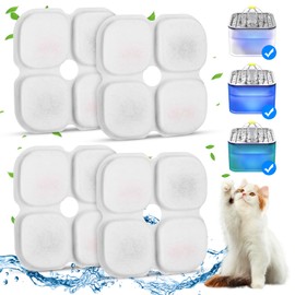 Sannofair Square Cat Water Fountain Filters, 4 Pieces Set Pack of 4 Replacement Filter Fit for 88 oz/2.5L, 3 Filtration System for Catit Water Fountain Filter