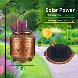 Cardinal Solar Lanterns Outdoor Hanging Cardinal Garden Decorative Christmas Lantern Birthdays Gifts for Women Mom Grandma Metal Waterproof Solar LED Light for Yard, Patio, Lawn, Porch, Backyard