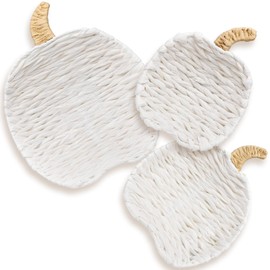 Maxdot 3 Piece White Pumpkin Bowl Set Brown Woven Thanksgiving Fall Pumpkin Bowl for Pumpkins Decoration for Fall Home Farmhouse Harvest Thanksgiving Party Favors