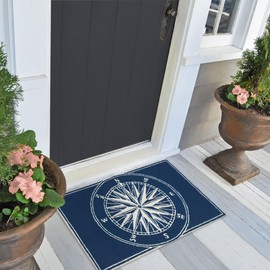 Liora Manne 1447/33 COMPASS NAVY Frontporch Indoor/Outdoor Rug, 1'8" x 2' 6"