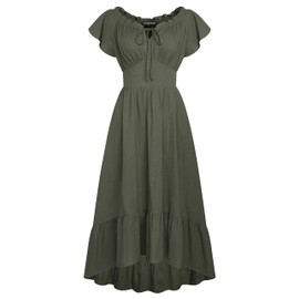 Scarlet Darkness Renaissance Dress for Women 2025 Summer Country Boho Dresses Army Green S