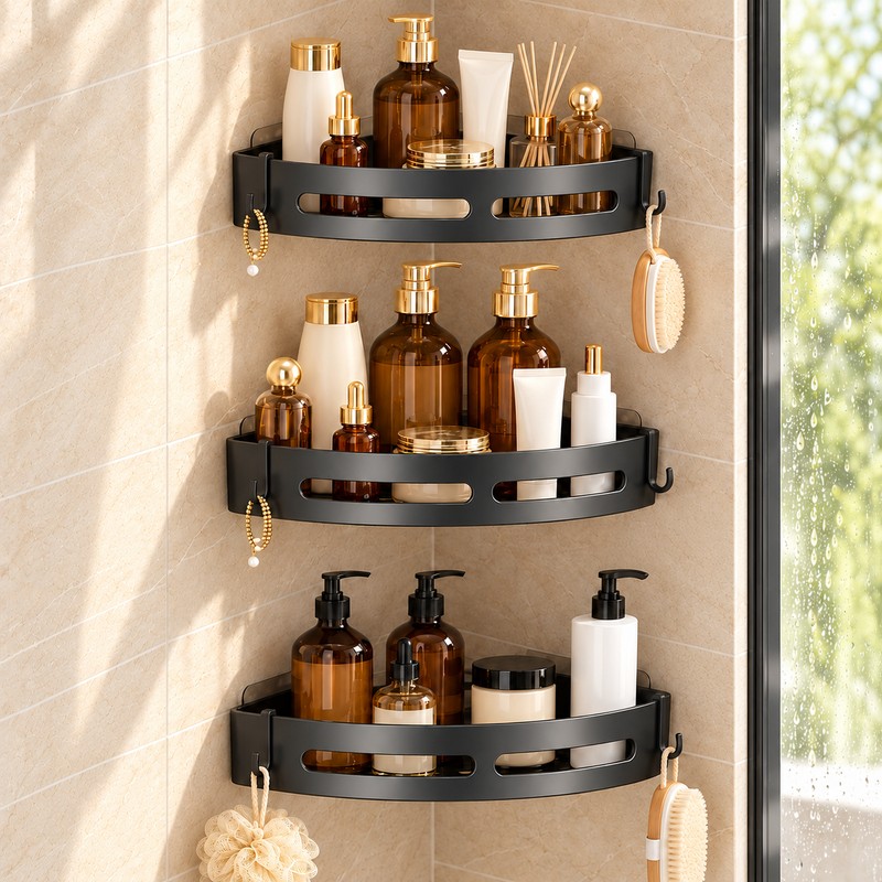 Corner Shower Caddy for Bathroom Storage – No-Drill Wall-Mounted Shelf