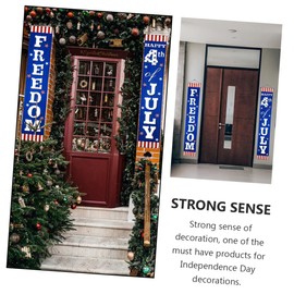 STOBAZA 1 Pair 4th of July Door Hanging Couplet Decorative Porch Sign Home Door Banner